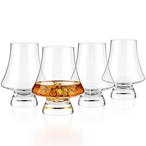 LUXBE Bourbon Whisky Crystal Glass Snifter, Set of 4 Narrow Rim