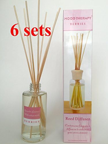 6 Bottles/Set Mood Therapy (TM) Fragrance Scented Oil Reed Diffuser Sets - Berries - Wholesale Lot (6 x 6.8 oz) (Case of 6)