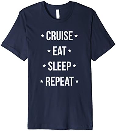 Men's Cruise Eat Sleep Repeat Vacation Traveling T-Shirt 3XL Navy