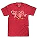 Tee Luv Men's Faded Sugar Daddy Candy Logo Shirt, Red Heather, S
