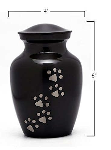 Enshrined Memorials Cremation Urn for Ashes - Cerberus Series Affordable Brass Handcrafted Pets Dogs Cats Funeral Burial Small 6 inch Paw Prints