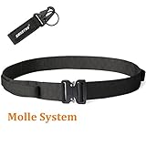 Heavy Duty Combat Belt with Cobra Buckle SANSTHS Tactical Well-Built Men Belt with Molle Style for Pouch Fits 44'' Waist Black