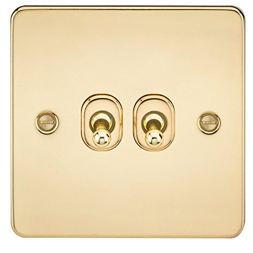 Knightsbridge Kippschalter mit Platte, flach, 10 A 2 G, Messing, poliert, fpav2togpb