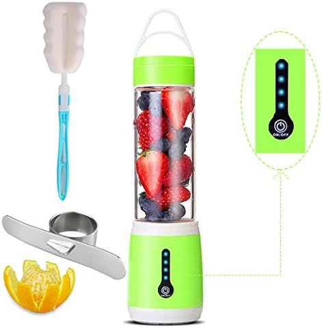 Juicer Cup 6 Blades Portable blender Personal Household Rechargeable Fruit Mixer with Powerful Motor, Electric Food Mixing Machine with Magnetic Secure Switch,USB Charger&amp;Barker For Travel 480ML-Green