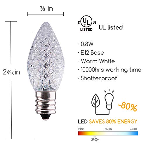 25 Pack C7 Led Replacement Christmas Light Bulbs for Light Strand