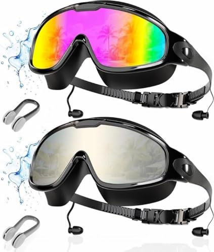 Last page® Adults Swim Goggles 2 Pack, Anti-Fog Wide View UV Protection Pool No Leaking Swimming Goggles for Adult Youth & Men,Women