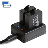 APEMAN Action Camera Battery Rechargeable Dual 1050mAh and USB Dual battery Charger for Sport Camera and 4k Action Camera