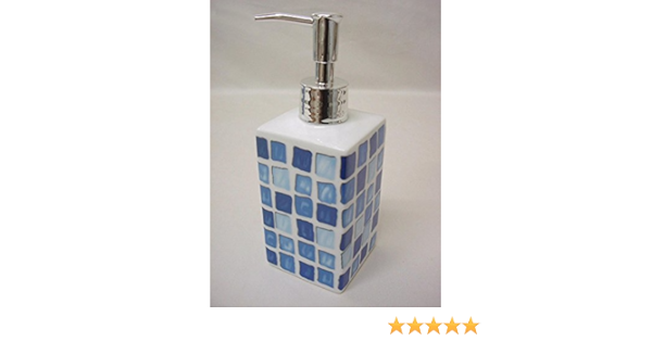 DOSIFICADOR DISPENSADOR JABON BAÑO Cuadrado Ming 280ML Porcelana GRESITE Mosaico Azul