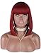 Kalyss Bob Short Hair Wig for Women Heat Resistant Yaki Synthetic Hair Brown Women's Wig With Hair Bangs (ombre burgundy red)