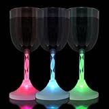 LED Light Up Flashing Wine Glasses with Spiral Stem, Set of 6