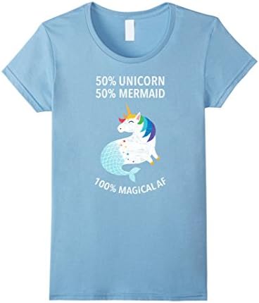 Womens 50% Mermaid, 50% Unicorn - 100% Magical AF T-Shirt Medium Baby Blue