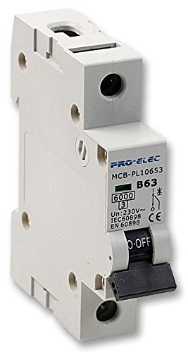 PRO ELEC AUB1‑63A – Single‑Pole MCB, 63 A, B‑Curve