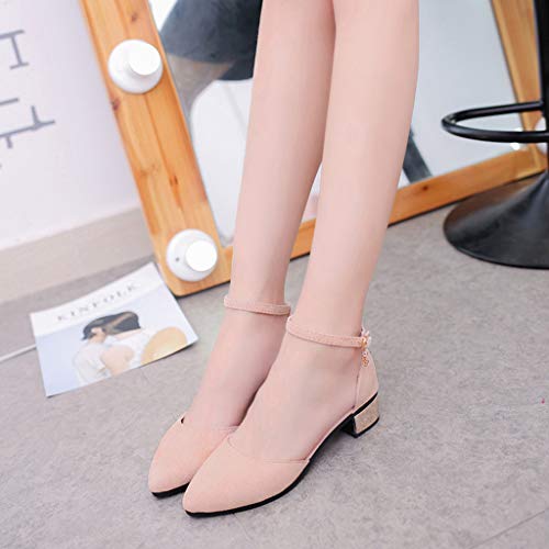 ONLY TOP Womens D'Orsay Pointy Toe Ankle Strap Buckle Comfort Ballerina Ballet Flats Shoes Pink