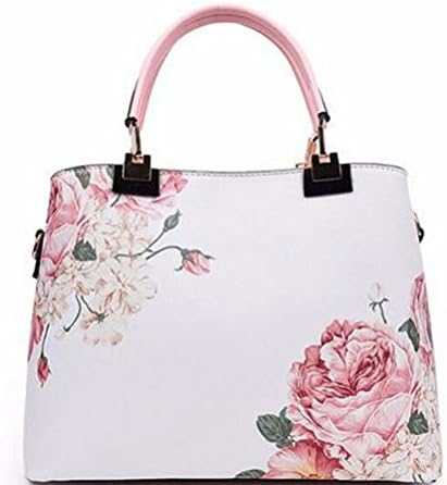 GSBK vintage women tote leather handbag luxury designer shoulder bags women's floral print handbag (pink)