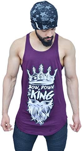Anax AestheticsMen's Bow Down to The King Arc Stringer Stringer Tank Tops for Men Gym Vest for Men Sleeveless
