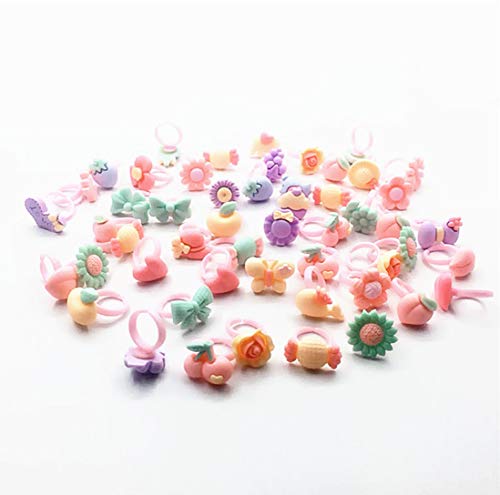 image for ZLY 100pcs Children Kids Little Girl Adjustable Jewelry Rings in Box, 