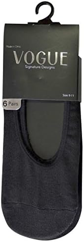 No Show Sock Liners 6 pack Ladies Footliners (Black)