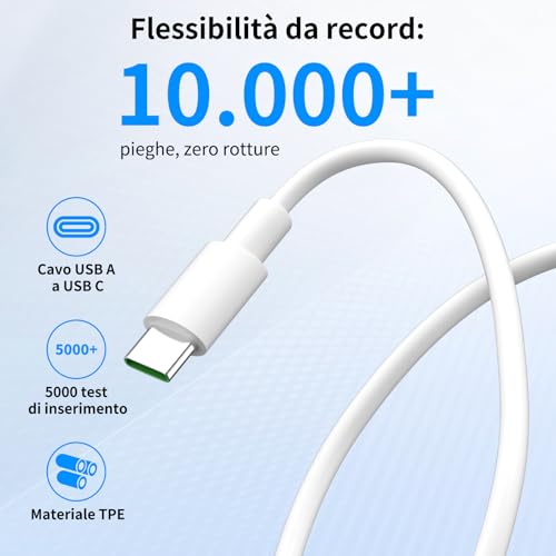 Aiauxai 80W Charger with USB C Cable 1M for OPPO Reno 16 15 Find X9 X8 A5 | Super-Vooc Quick Charge USB Charger for Realme 14 Pro P3 Ultra C71 C75 45W Warp for OnePlus 15 13 Nord 5 4 Pad
