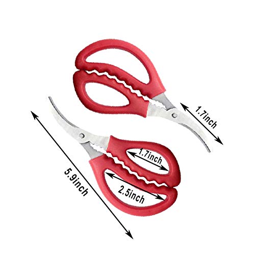Luckkyme Seafood Tools, Lobster Crab Crackers Lobster Shellers Seafood Forks Seafood Forks(8 Pieces, red)