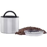 AirScape Planetary Design Stainless Steel Coffee Canister | Food Storage | Food Storage Container | US Patented Airtight Lid | Push Out Excess Air Preserve Food Freshness (Small, Brushed Steel)