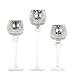 Hosley® Set of 3 Crackle Metallic Glass Tealight Holders 12 Inch, 10 Inch, 9 Inch Elegant Home Decor for Ambient Lighting and Stylish Centerpieces and Gift