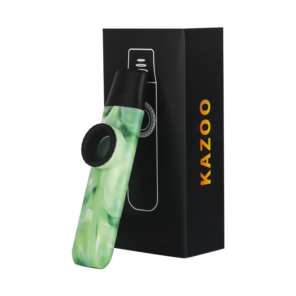 Newest Jade Style Kazoo, Adjustable Tone Professional ABS Resin Kazoo with Five Flute Diaphragms and Sling for Music Enthusiasts (Green)