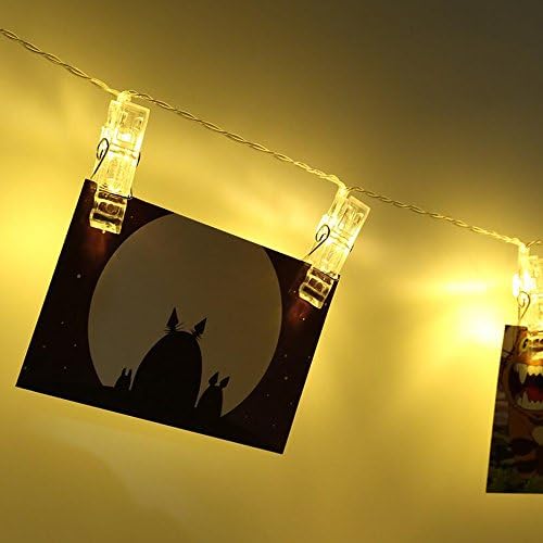 2 Pack LED Photo Clip String Lights Total 30 LED Christmas Wall Light Clips Perfect for Bedroom Hanging Pictures, Notes, Artwork to DIY Your Ideal Christmas Decoration (Warm White)