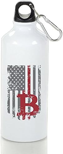 US Flag Bitcoin Logo Aluminum Sports Water Bottle, Great For Outdoor And Sport Activities