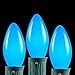 Novelty Lights 25 Foot C9 Blue Ceramic Christmas String Light Set - Outdoor Christmas Light String - – Opaque Christmas Bulbs - Roofline Light String – Outdoor String Lights - Green Wire