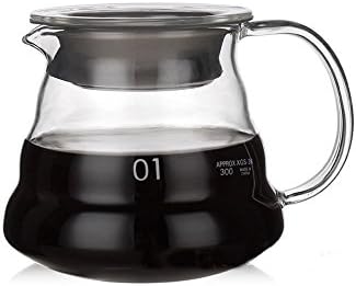 Heat Resistant Glass Hand Drip Coffee Pot Coffee Server Kettle Coffee Maker Teapot/Clear Glass Range Standard Coffee Server(1#360ML)