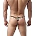 YUFEIDA Sexy Men's Underwear Thong G-string Leopard Print Bulge Pouch T-back Underpants (Large, Yellow)