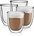 Cappuccino Cups Set of 4 - Insulated Espresso Glasses (6 oz)