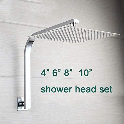 kjhgji Shower Head Bathroom Shower Faucets Gooseneck Square Brass Wall Mount Shower Arm Ultrathin Bathroom Shower Head Set
