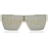 Burberry BE 4291 3007/H White Plastic Rectangle Sunglasses Silver Burberry Logo Lens