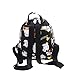 Women Girls Floral Printing PU Leather Shoulder Bag Backpack (Black)