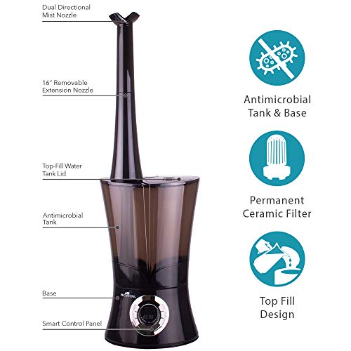 Air Innovations 901D High Capacity & Top Fill Cool Mist Ultrasonic Digital Humidifier 1.6 Gallons For Large Rooms Up To 700 Square Feet (black) - Thumbnail 2