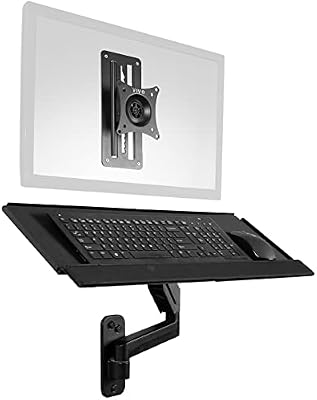 MOUNT-VWKB1 Support mural pour écran simple avec bras pneumatique et plateau de clavier réglable en hauteur, VESA max 100 x 100 mm, noir