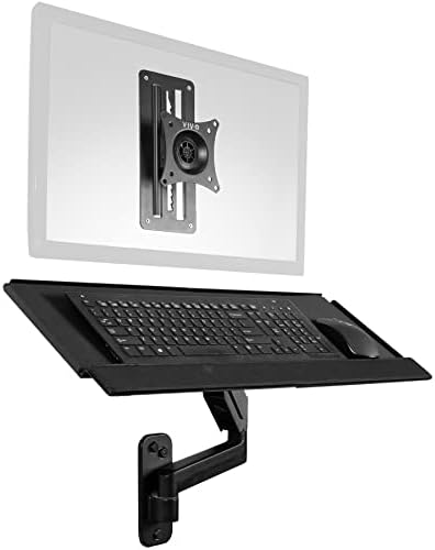 MOUNT-VWKB1 Support mural pour écran simple avec bras pneumatique et plateau de clavier réglable en hauteur, VESA max 100 x 100 mm, noir