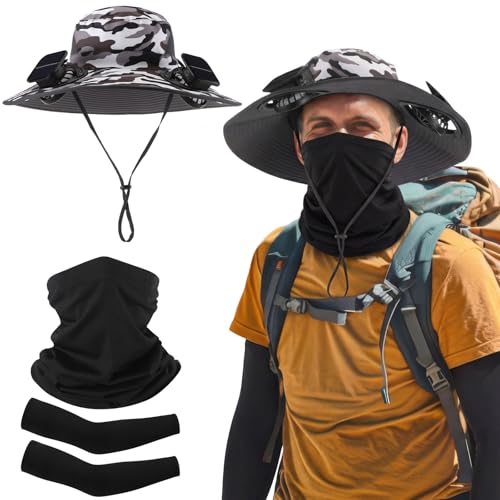 Solar Powered Fan Hat Set