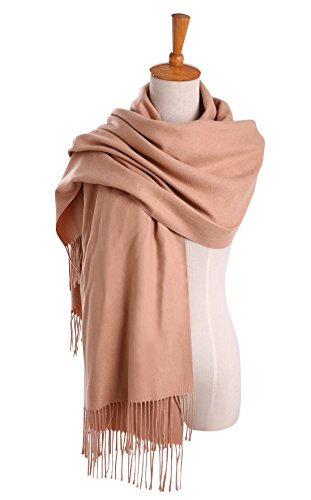 MuNiSa Women's Large Soft Pashmina Cashmere Blend Shawls Wrap Stole Scarf with Tassel (Camel) - Thumbnail 4