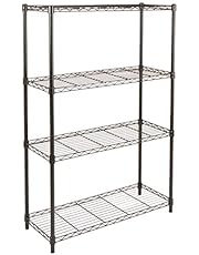 Amazon Basics 4-Shelf Adjustable, Heavy Duty Storage Shelving Unit (350 lbs loading capacity per shelf), Steel Organizer Wire Rack, Black (36L x 14W x 54H)