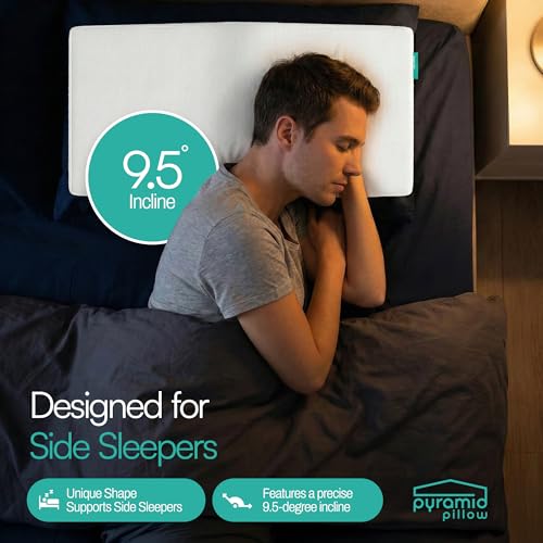 Pyramid Pillow – La original almohada antironquidos para dormir de lado, solución y remedio para ronquidos, almohada de espuma viscoelástica inclinada para apoyo de las vías respiratorias, almohada