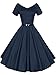 iLover Women 1950s V-Neck Vintage Rockabilly Swing Cocktail Evening Stretchy Casual Work Businees Dress with Pockets