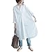 Yesno QE2 Women Long Button-Down Shirts Dress Casual Maxi Loose Hi-Low 100% Cotton,One Size,White,One Size,White