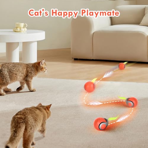 Gerbala Cat Toys, Electric Cat Toy Ball, 2025 New Magic Ball for Dogs, Cats in Smart Home Automatic Rolling (Orange)