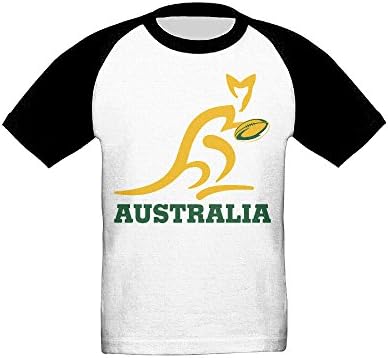 LOVEGIFTTO KID Child/Infant Australia National Rugby Union Team O-Neck Short Sleeve Raglan Tee Shirt 5-6 Toddler