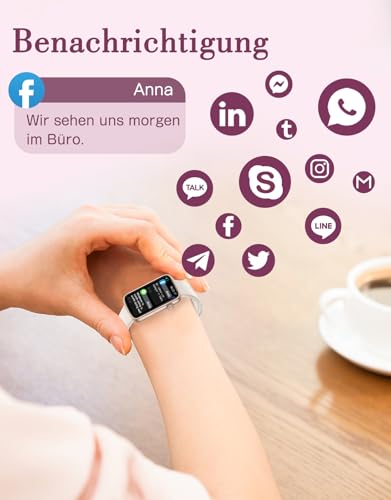 Shang Wing Smartwatch Women's Watch, Slim Fitness Tracker, Pedometer, Heart Rate Monitor, SpO2 Measurement, Sleep Monitor, Sports Watch, Small Waterproof IP68 for Android, iOS, Mobile Phone