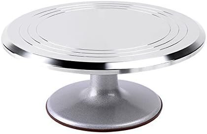 RockTrend Aluminium Alloy Cake Turntable 12 Inch Revolving Rotating Cake Decorating Stand with Non-Slip Rubber Bottom(Sliver)
