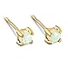 THEMONG Stud Earrings Opal Studs | 14k Gold Dipped 3mm Tiny White Round Fire Opals Studs Womens Stainless Steel Earring Pair Celebrity Approved