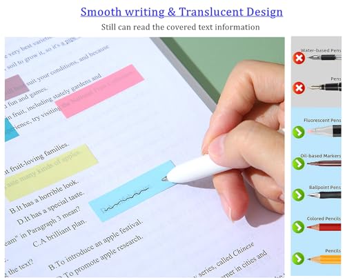 GetALift 3200pcs Sticky Tabs for Books, Colored Book Tabs for Annotating Books, Translucent Sticky Note Tabs for Page Markers Reading Tabs, Writable Post It Tabs Book Flags Sticky Index Tabs (Morandi)